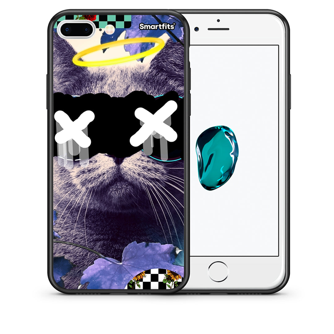 Θήκη iPhone 7 Plus/8 Plus Cat Collage από τη Smartfits με σχέδιο στο πίσω μέρος και μαύρο περίβλημα | iPhone 7 Plus/8 Plus Cat Collage case with colorful back and black bezels