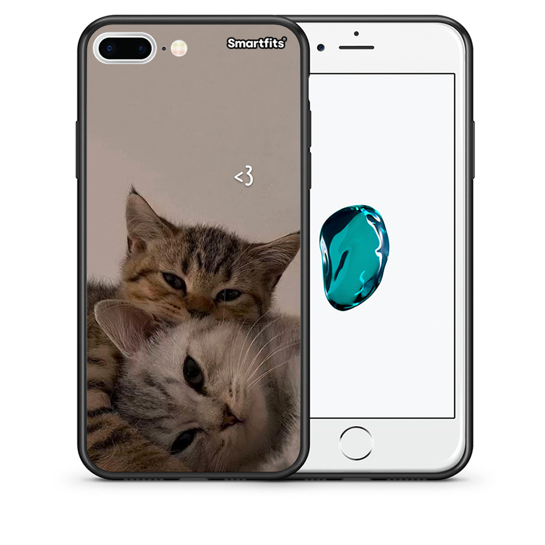 Θήκη iPhone 7 Plus / 8 Plus Cats In Love από τη Smartfits με σχέδιο στο πίσω μέρος και μαύρο περίβλημα | iPhone 7 Plus / 8 Plus Cats In Love case with colorful back and black bezels