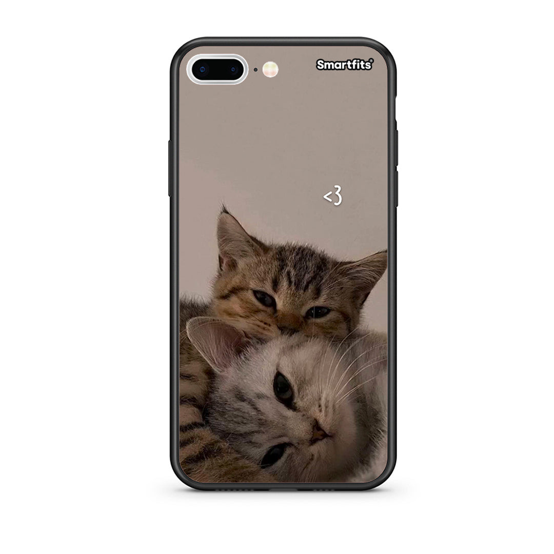 iPhone 7 Plus / 8 Plus Cats In Love Θήκη από τη Smartfits με σχέδιο στο πίσω μέρος και μαύρο περίβλημα | Smartphone case with colorful back and black bezels by Smartfits
