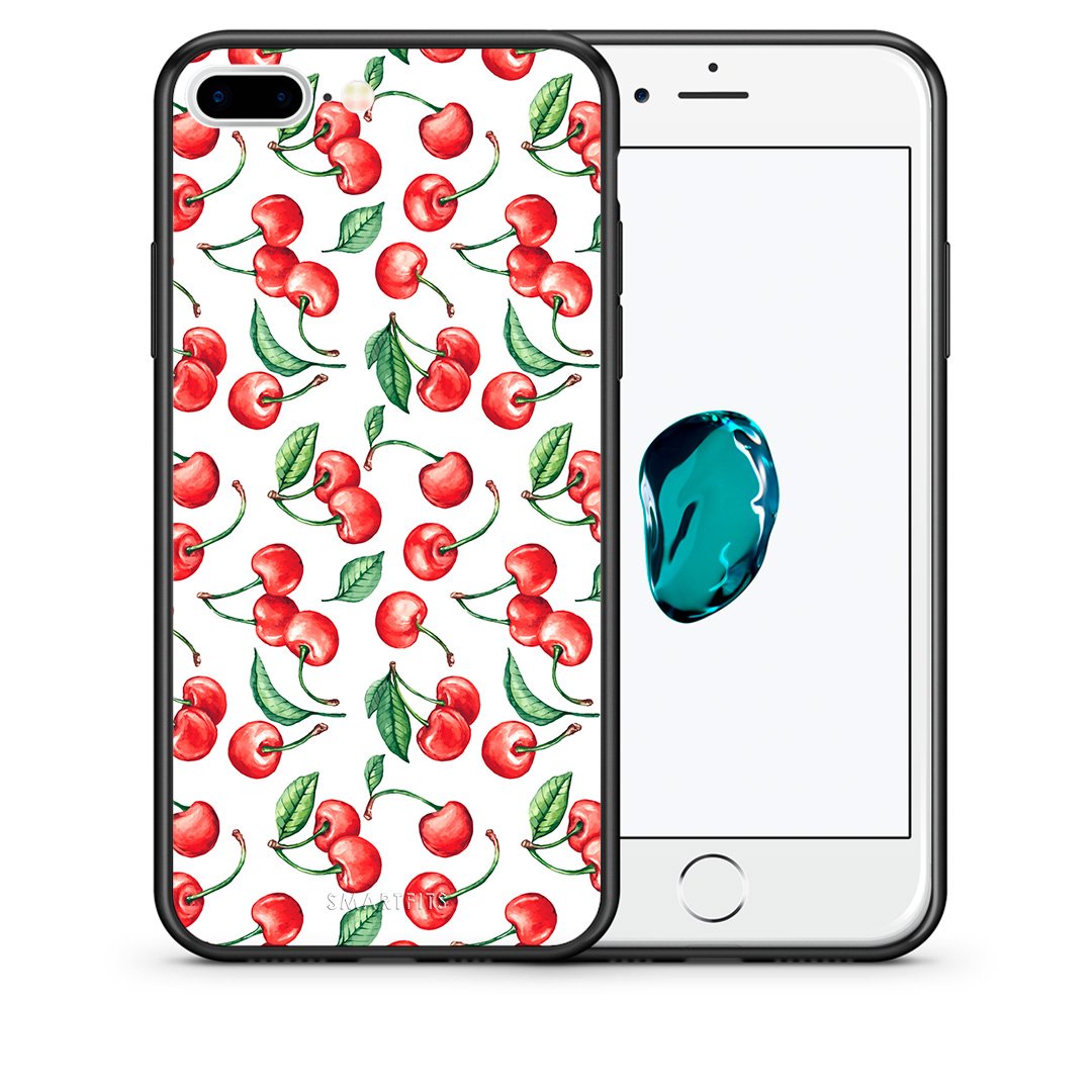 Θήκη iPhone 7 Plus/8 Plus Cherry Summer από τη Smartfits με σχέδιο στο πίσω μέρος και μαύρο περίβλημα | iPhone 7 Plus/8 Plus Cherry Summer case with colorful back and black bezels