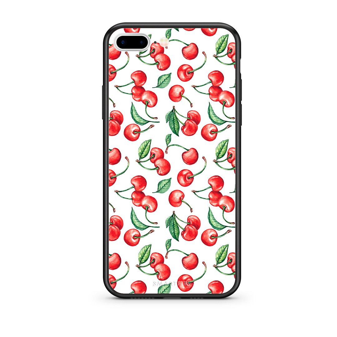 iPhone 7 Plus/8 Plus Cherry Summer θήκη από τη Smartfits με σχέδιο στο πίσω μέρος και μαύρο περίβλημα | Smartphone case with colorful back and black bezels by Smartfits