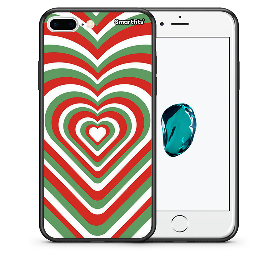 Θήκη iPhone 7 Plus/8 Plus Christmas Hearts από τη Smartfits με σχέδιο στο πίσω μέρος και μαύρο περίβλημα | iPhone 7 Plus/8 Plus Christmas Hearts case with colorful back and black bezels