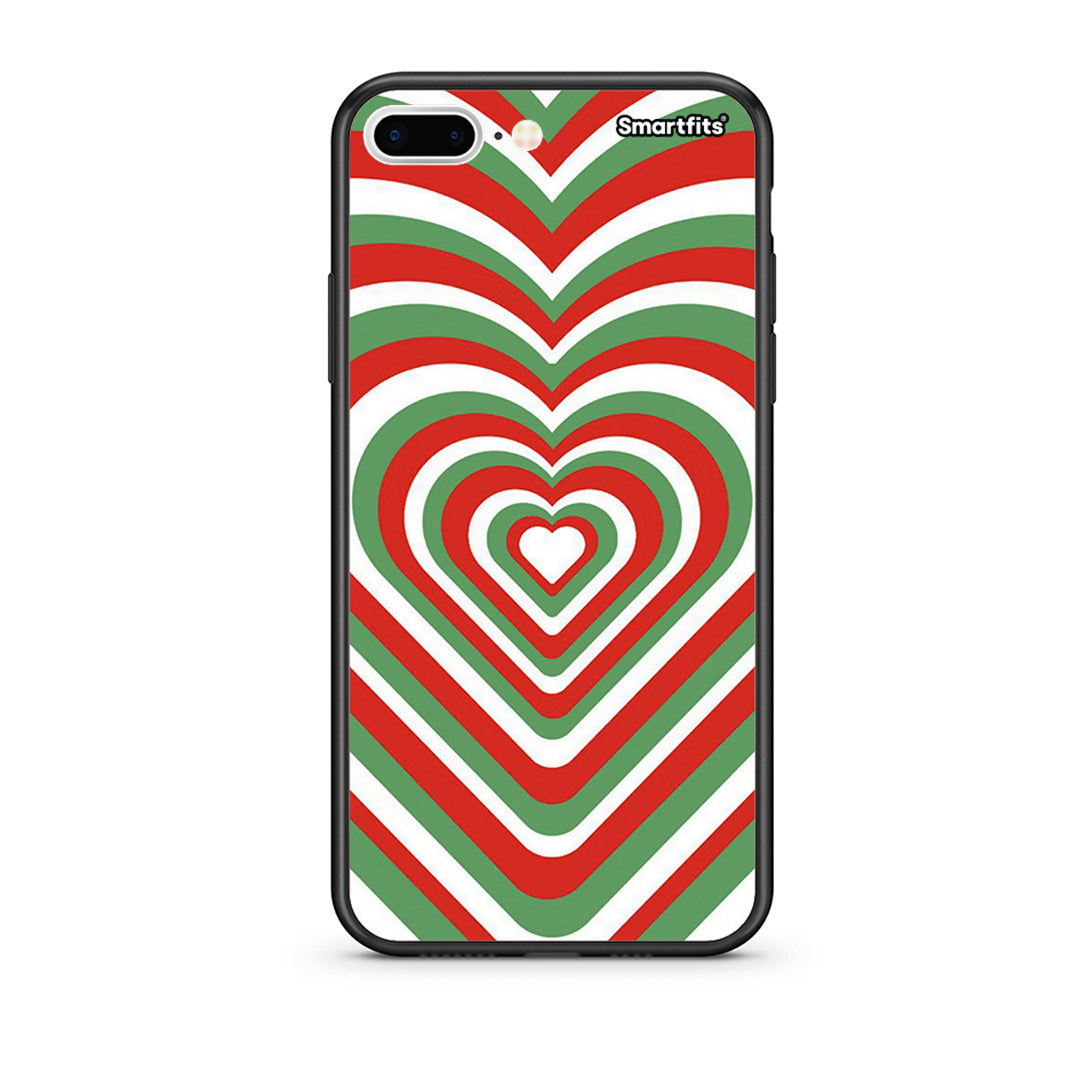 iPhone 7 Plus/8 Plus Christmas Hearts θήκη από τη Smartfits με σχέδιο στο πίσω μέρος και μαύρο περίβλημα | Smartphone case with colorful back and black bezels by Smartfits