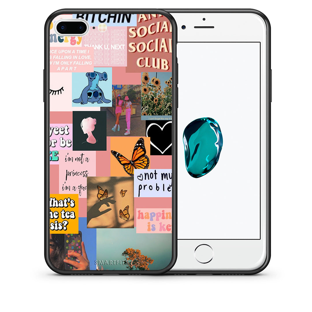 Θήκη Αγίου Βαλεντίνου iPhone 7 Plus / 8 Plus Collage Bitchin από τη Smartfits με σχέδιο στο πίσω μέρος και μαύρο περίβλημα | iPhone 7 Plus / 8 Plus Collage Bitchin case with colorful back and black bezels