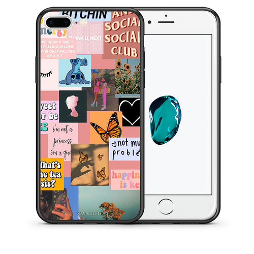 Θήκη Αγίου Βαλεντίνου iPhone 7 Plus / 8 Plus Collage Bitchin από τη Smartfits με σχέδιο στο πίσω μέρος και μαύρο περίβλημα | iPhone 7 Plus / 8 Plus Collage Bitchin case with colorful back and black bezels