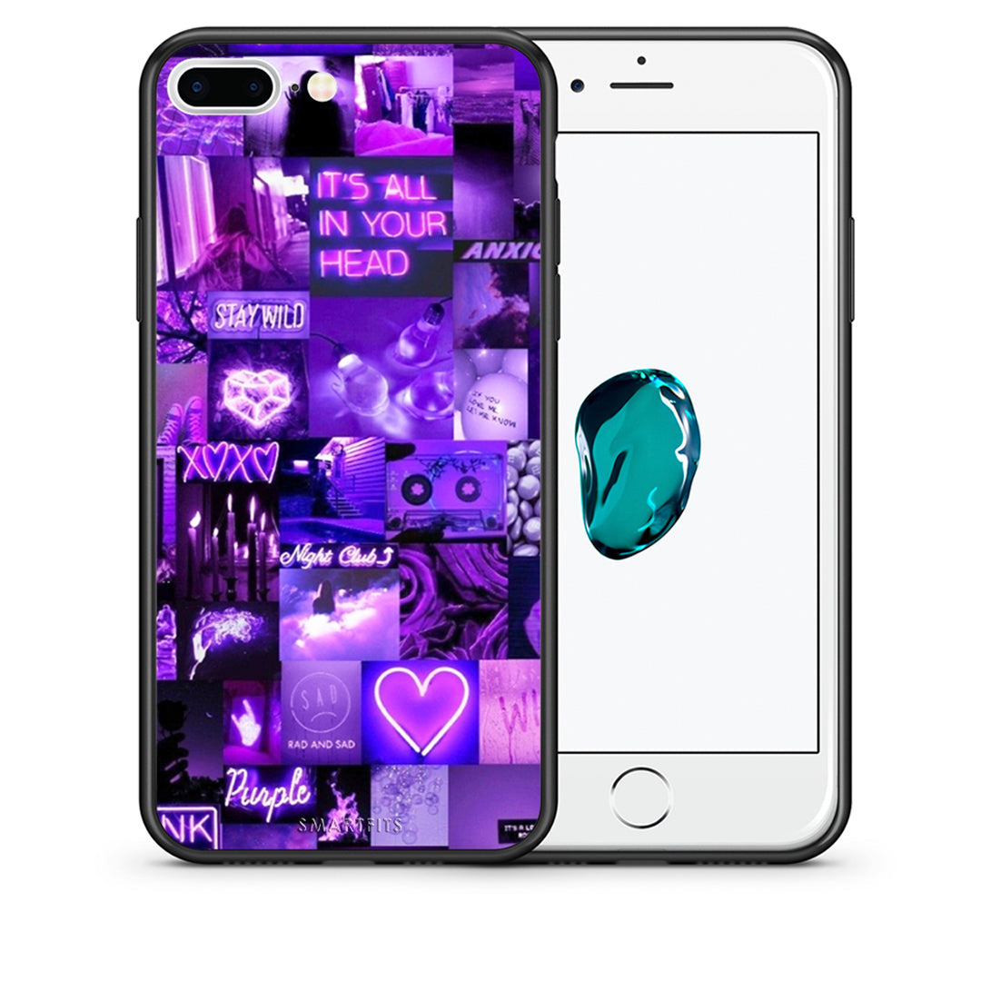 Θήκη Αγίου Βαλεντίνου iPhone 7 Plus / 8 Plus Collage Stay Wild από τη Smartfits με σχέδιο στο πίσω μέρος και μαύρο περίβλημα | iPhone 7 Plus / 8 Plus Collage Stay Wild case with colorful back and black bezels