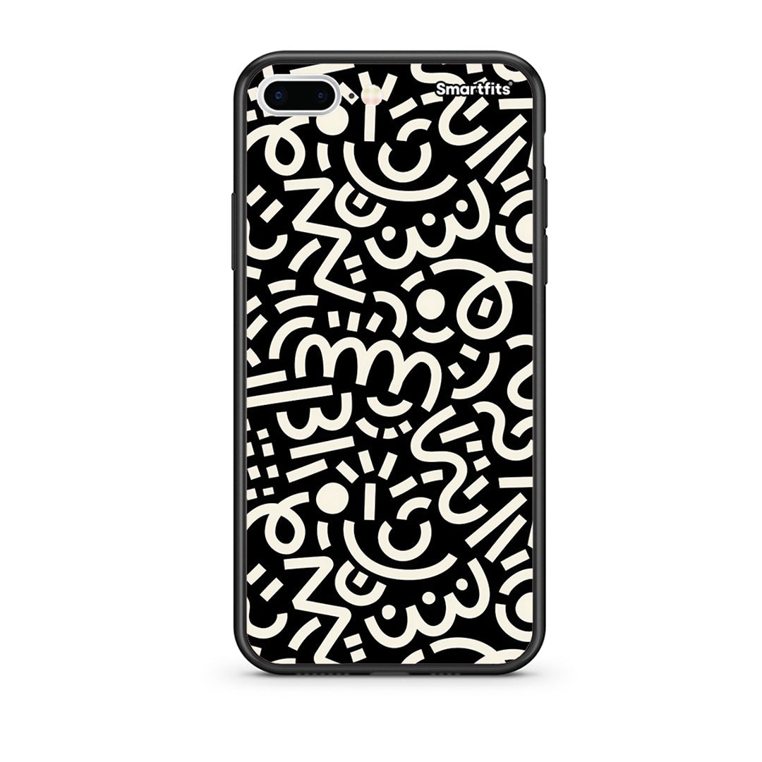 iPhone 7 Plus / 8 Plus Doodle Art Θήκη από τη Smartfits με σχέδιο στο πίσω μέρος και μαύρο περίβλημα | Smartphone case with colorful back and black bezels by Smartfits
