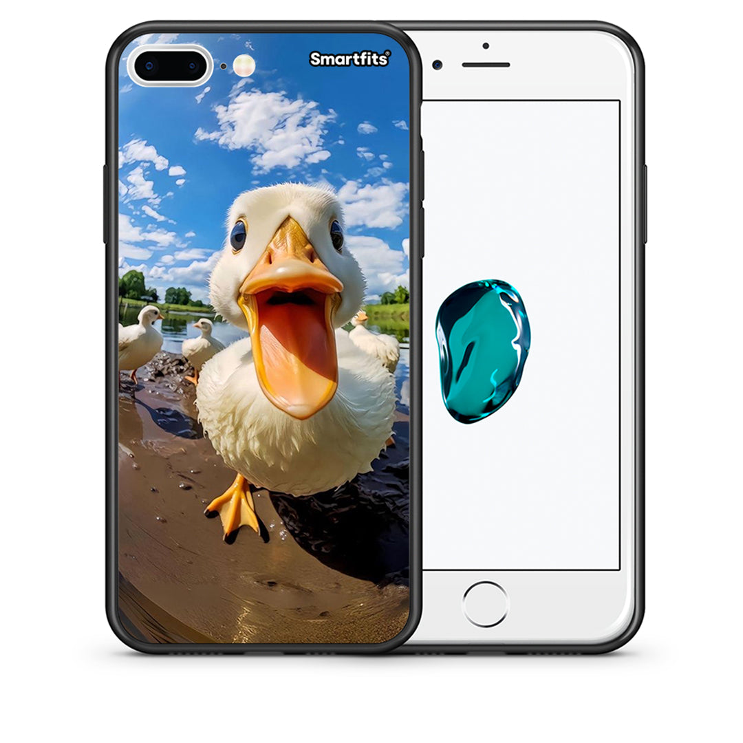 Θήκη iPhone 7 Plus/8 Plus Duck Face από τη Smartfits με σχέδιο στο πίσω μέρος και μαύρο περίβλημα | iPhone 7 Plus/8 Plus Duck Face case with colorful back and black bezels