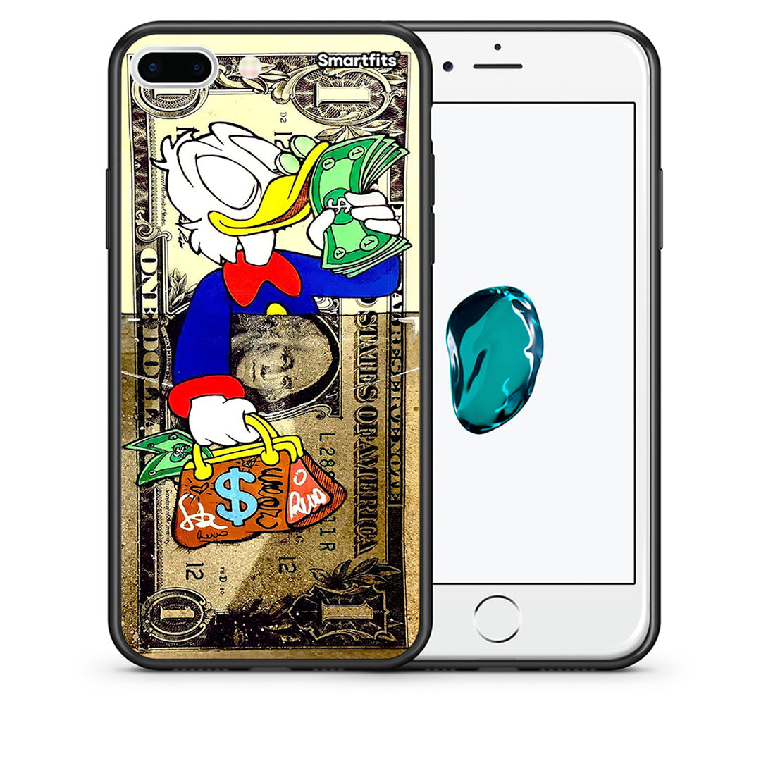 Θήκη iPhone 7 Plus / 8 Plus Duck Money από τη Smartfits με σχέδιο στο πίσω μέρος και μαύρο περίβλημα | iPhone 7 Plus / 8 Plus Duck Money case with colorful back and black bezels