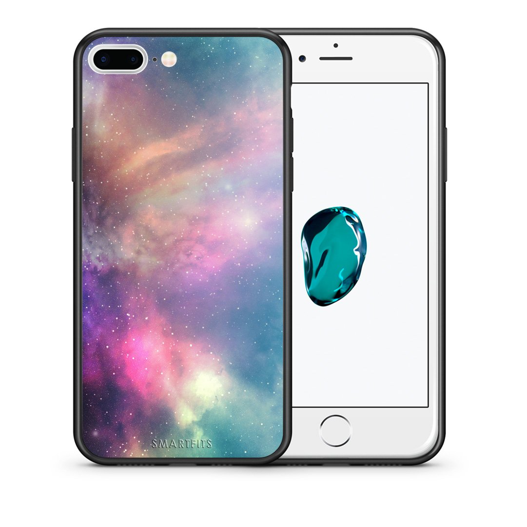 Θήκη iPhone 7 Plus/8 Plus Rainbow Galaxy από τη Smartfits με σχέδιο στο πίσω μέρος και μαύρο περίβλημα | iPhone 7 Plus/8 Plus Rainbow Galaxy case with colorful back and black bezels