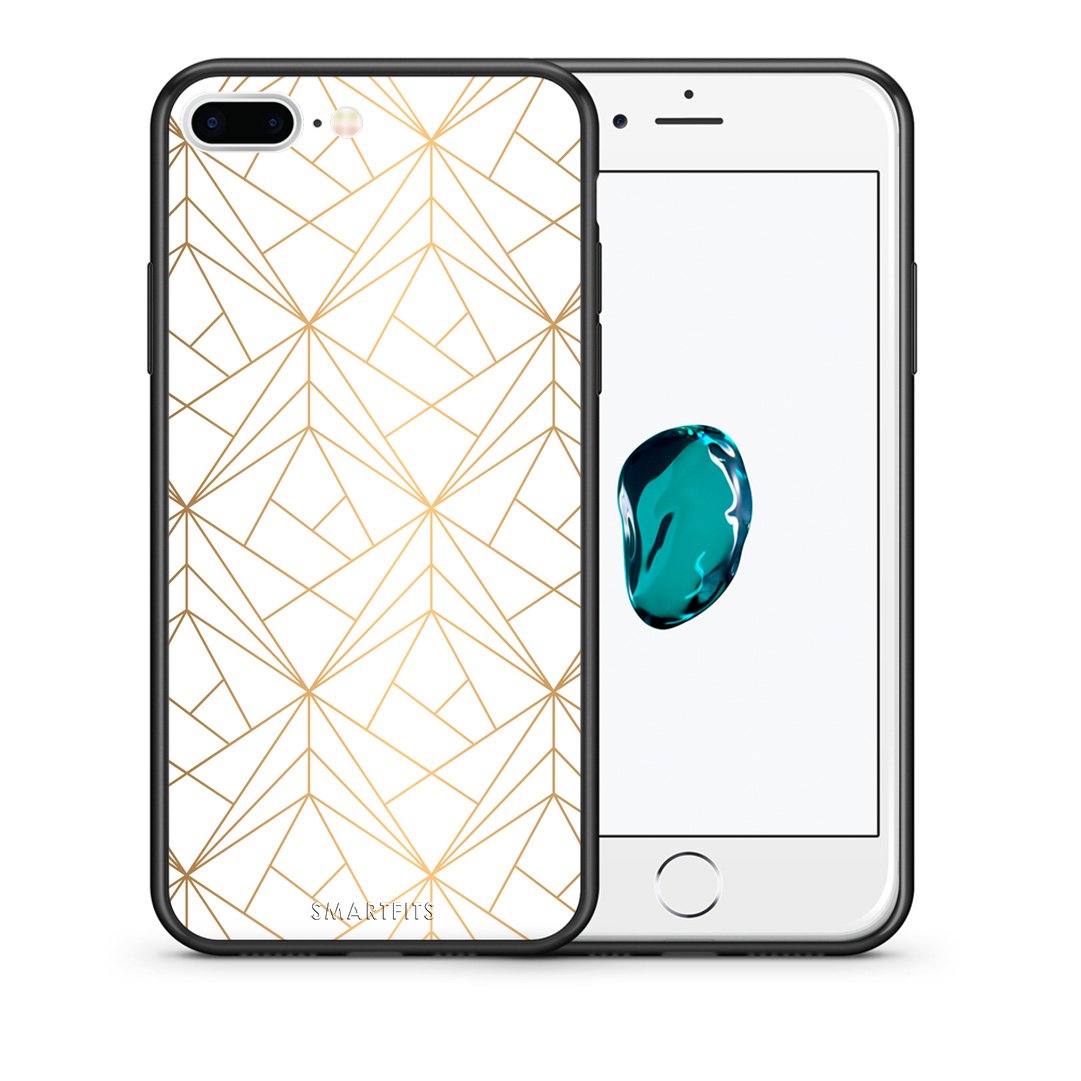 Θήκη iPhone 7 Plus/8 Plus Luxury White Geometric από τη Smartfits με σχέδιο στο πίσω μέρος και μαύρο περίβλημα | iPhone 7 Plus/8 Plus Luxury White Geometric case with colorful back and black bezels