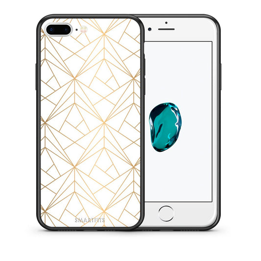 Θήκη iPhone 7 Plus/8 Plus Luxury White Geometric από τη Smartfits με σχέδιο στο πίσω μέρος και μαύρο περίβλημα | iPhone 7 Plus/8 Plus Luxury White Geometric case with colorful back and black bezels