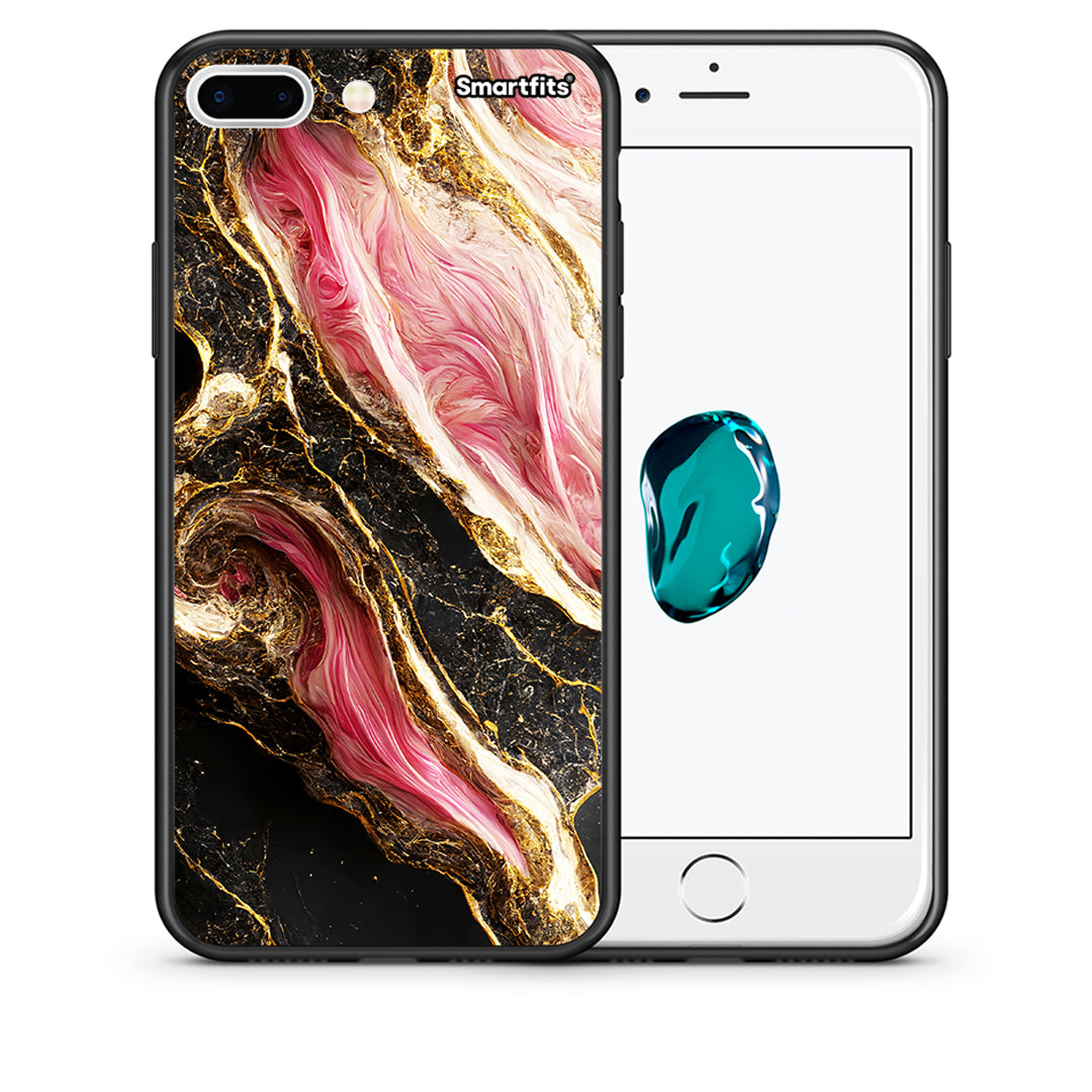 Θήκη iPhone 7 Plus/8 Plus Glamorous Pink Marble από τη Smartfits με σχέδιο στο πίσω μέρος και μαύρο περίβλημα | iPhone 7 Plus/8 Plus Glamorous Pink Marble case with colorful back and black bezels