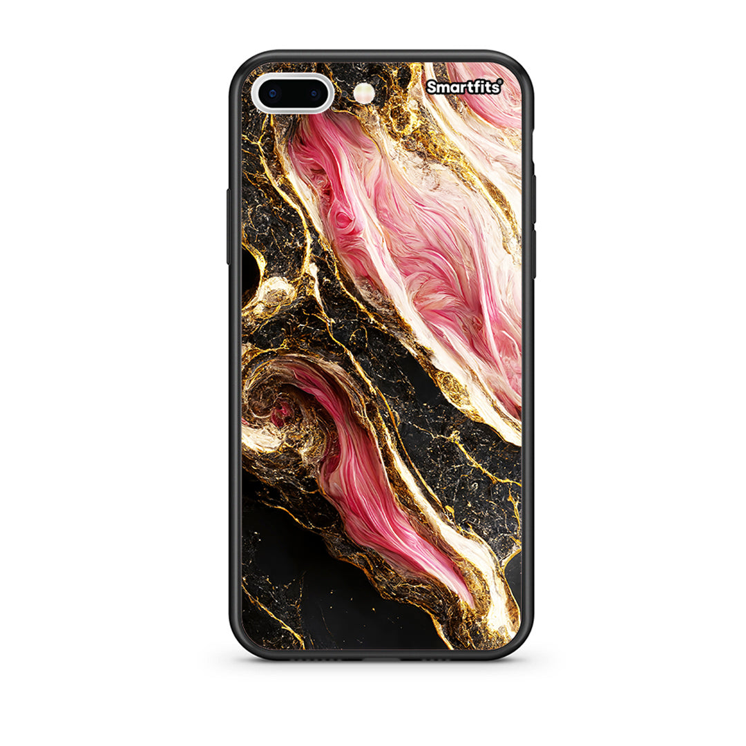 iPhone 7 Plus/8 Plus Glamorous Pink Marble θήκη από τη Smartfits με σχέδιο στο πίσω μέρος και μαύρο περίβλημα | Smartphone case with colorful back and black bezels by Smartfits