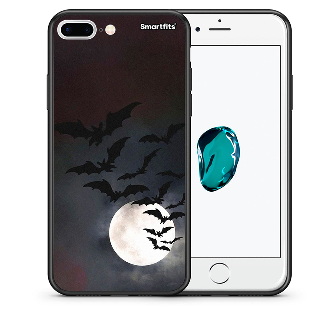 Θήκη iPhone 7 Plus / 8 Plus Halloween Bat Night από τη Smartfits με σχέδιο στο πίσω μέρος και μαύρο περίβλημα | iPhone 7 Plus / 8 Plus Halloween Bat Night case with colorful back and black bezels