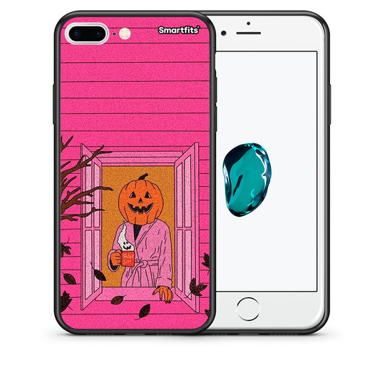 Θήκη iPhone 7 Plus / 8 Plus Halloween Pumpkin Lady από τη Smartfits με σχέδιο στο πίσω μέρος και μαύρο περίβλημα | iPhone 7 Plus / 8 Plus Halloween Pumpkin Lady case with colorful back and black bezels