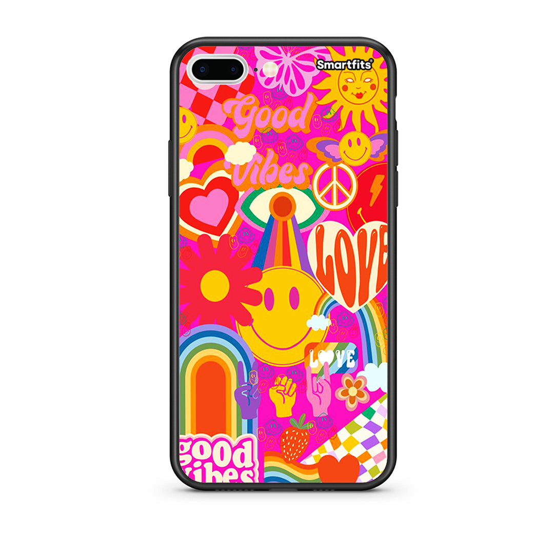 iPhone 7 Plus/8 Plus Hippie Love θήκη από τη Smartfits με σχέδιο στο πίσω μέρος και μαύρο περίβλημα | Smartphone case with colorful back and black bezels by Smartfits