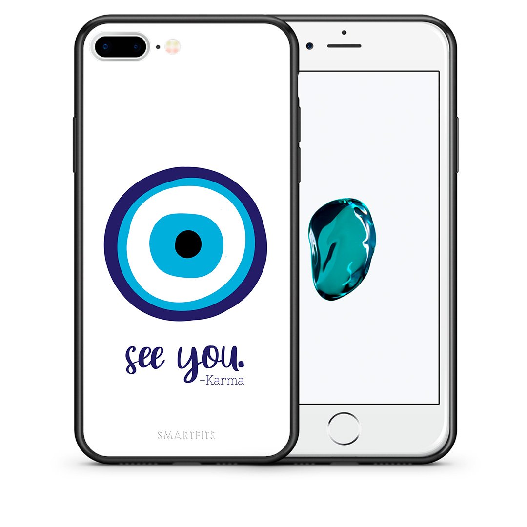 Θήκη iPhone 7 Plus/8 Plus Karma Says από τη Smartfits με σχέδιο στο πίσω μέρος και μαύρο περίβλημα | iPhone 7 Plus/8 Plus Karma Says case with colorful back and black bezels