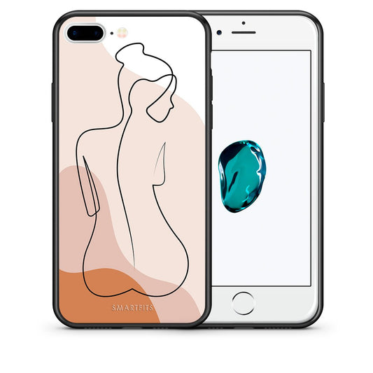 Θήκη iPhone 7 Plus/8 Plus LineArt Woman από τη Smartfits με σχέδιο στο πίσω μέρος και μαύρο περίβλημα | iPhone 7 Plus/8 Plus LineArt Woman case with colorful back and black bezels