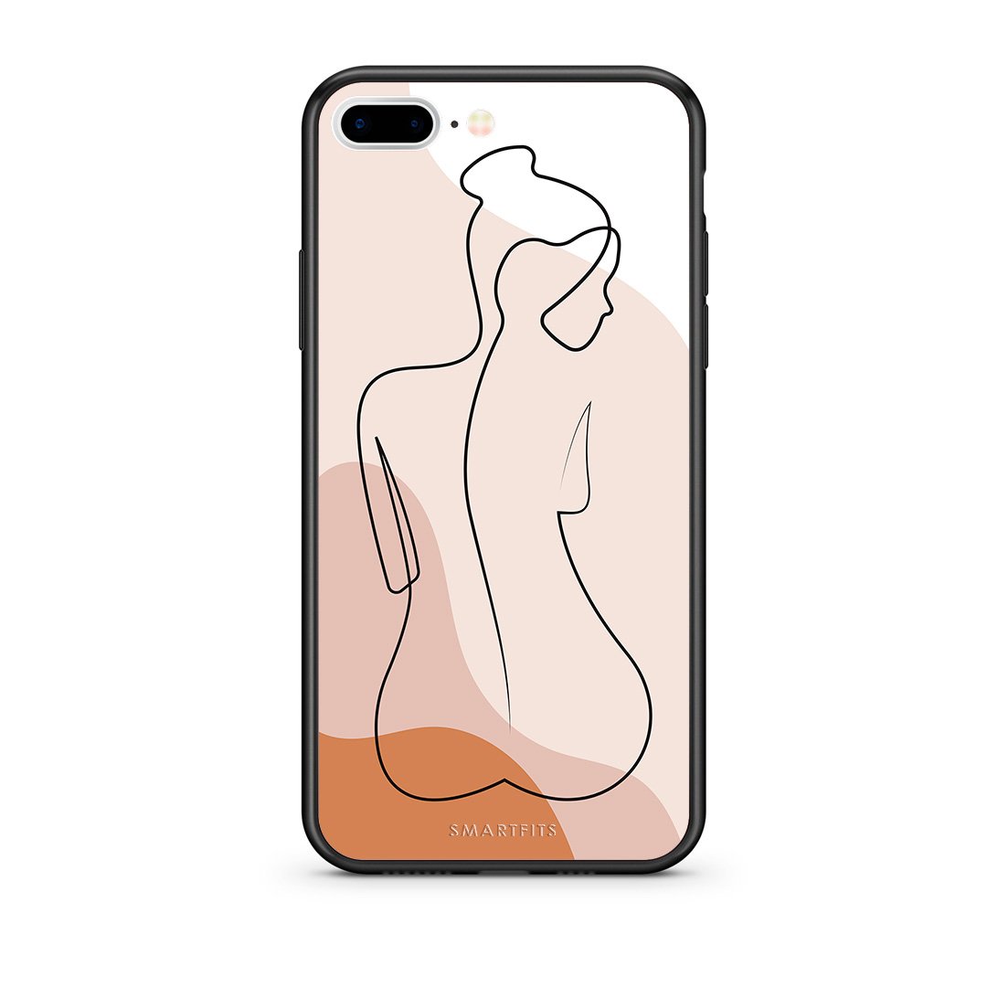 iPhone 7 Plus/8 Plus LineArt Woman θήκη από τη Smartfits με σχέδιο στο πίσω μέρος και μαύρο περίβλημα | Smartphone case with colorful back and black bezels by Smartfits
