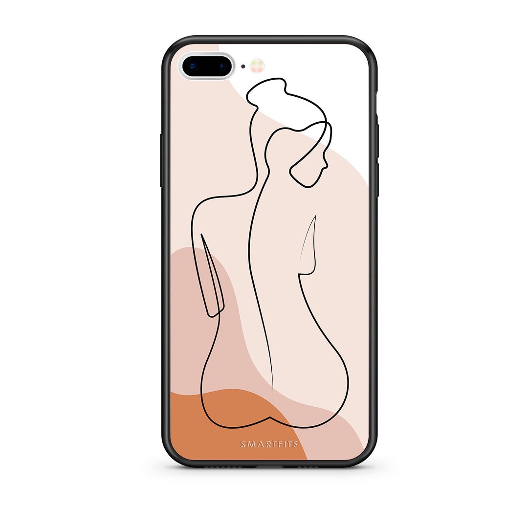 iPhone 7 Plus/8 Plus LineArt Woman θήκη από τη Smartfits με σχέδιο στο πίσω μέρος και μαύρο περίβλημα | Smartphone case with colorful back and black bezels by Smartfits