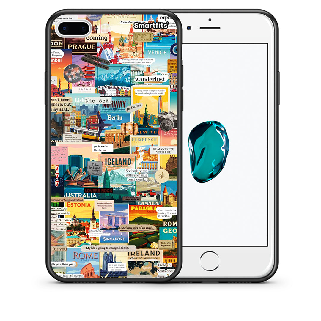 Θήκη iPhone 7 Plus/8 Plus Live To Travel από τη Smartfits με σχέδιο στο πίσω μέρος και μαύρο περίβλημα | iPhone 7 Plus/8 Plus Live To Travel case with colorful back and black bezels