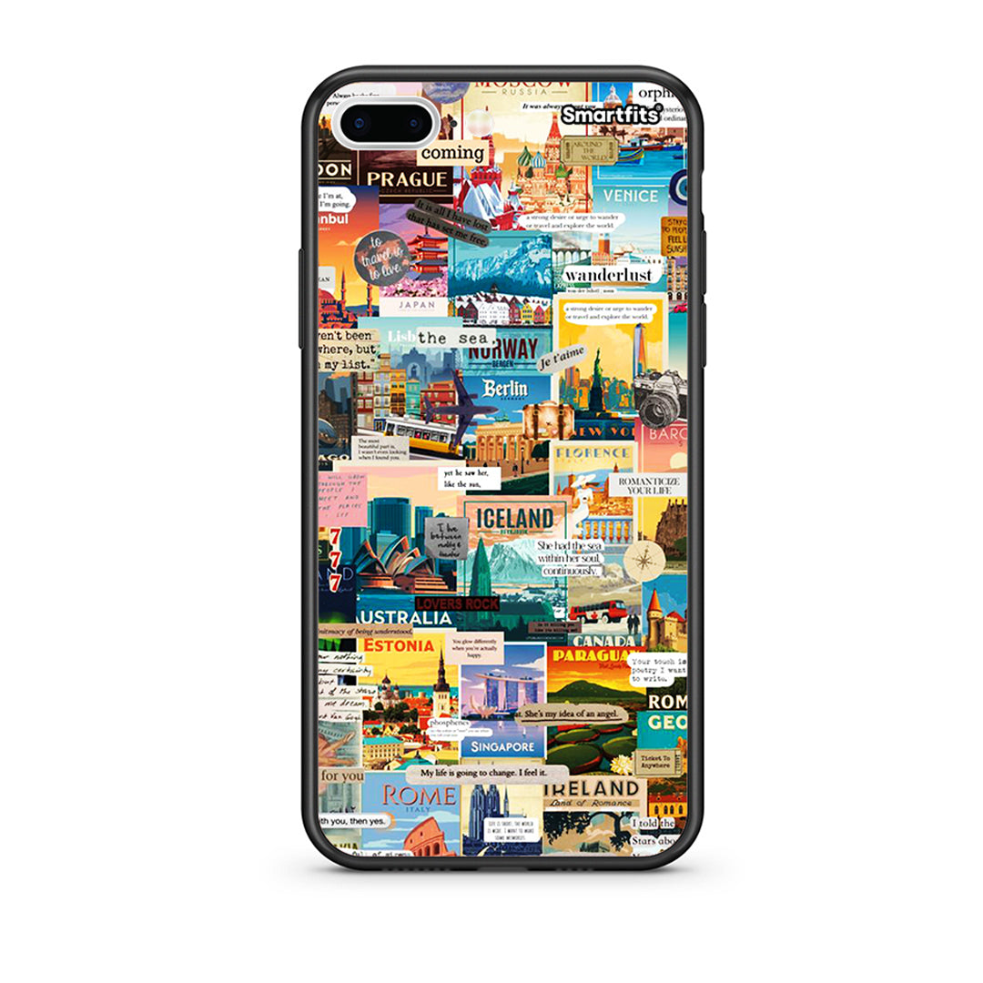 iPhone 7 Plus/8 Plus Live To Travel θήκη από τη Smartfits με σχέδιο στο πίσω μέρος και μαύρο περίβλημα | Smartphone case with colorful back and black bezels by Smartfits