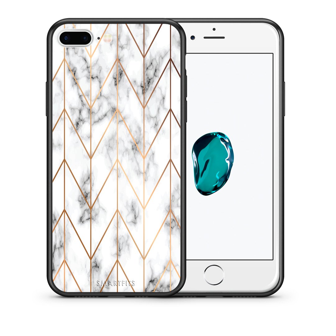Θήκη iPhone 7 Plus/8 Plus Gold Geometric Marble από τη Smartfits με σχέδιο στο πίσω μέρος και μαύρο περίβλημα | iPhone 7 Plus/8 Plus Gold Geometric Marble case with colorful back and black bezels