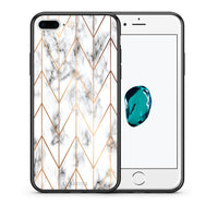 Thumbnail for Θήκη iPhone 7 Plus/8 Plus Gold Geometric Marble από τη Smartfits με σχέδιο στο πίσω μέρος και μαύρο περίβλημα | iPhone 7 Plus/8 Plus Gold Geometric Marble case with colorful back and black bezels