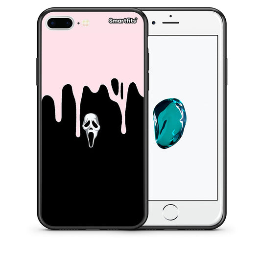 Θήκη iPhone 7 Plus / 8 Plus Melting Halloween Mask από τη Smartfits με σχέδιο στο πίσω μέρος και μαύρο περίβλημα | iPhone 7 Plus / 8 Plus Melting Halloween Mask case with colorful back and black bezels