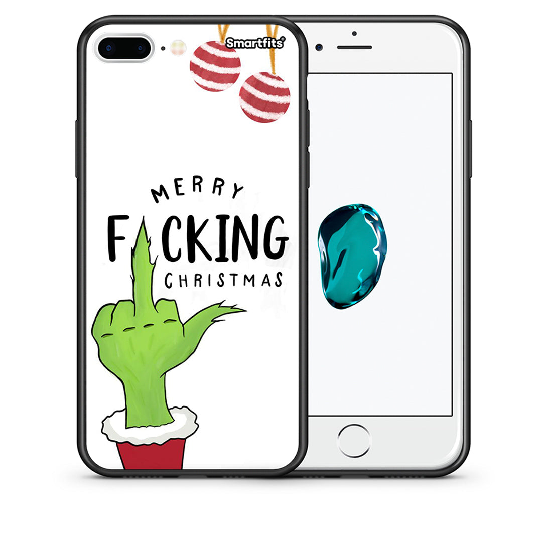 Θήκη iPhone 7 Plus/8 Plus Merry F Xmas από τη Smartfits με σχέδιο στο πίσω μέρος και μαύρο περίβλημα | iPhone 7 Plus/8 Plus Merry F Xmas case with colorful back and black bezels