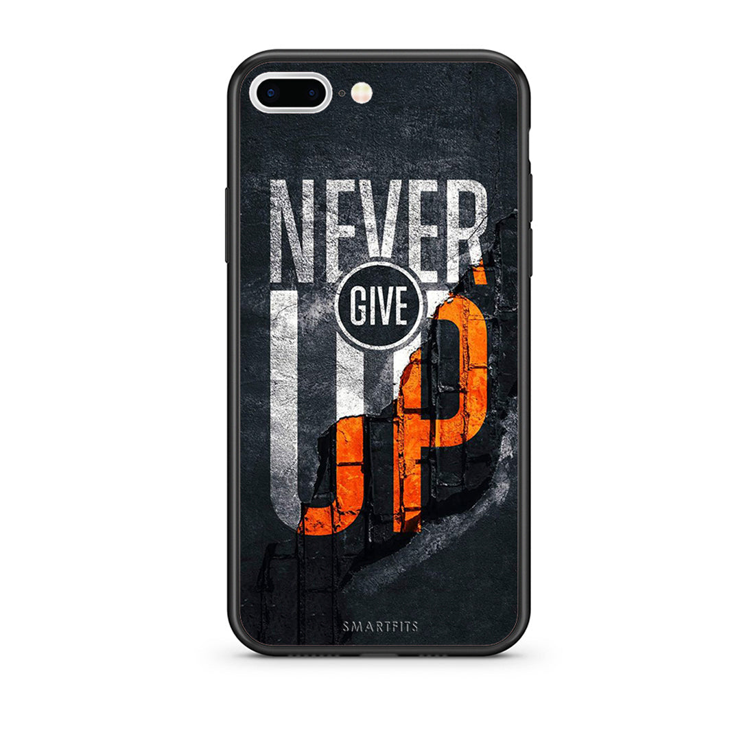 iPhone 7 Plus / 8 Plus Never Give Up Θήκη Αγίου Βαλεντίνου από τη Smartfits με σχέδιο στο πίσω μέρος και μαύρο περίβλημα | Smartphone case with colorful back and black bezels by Smartfits