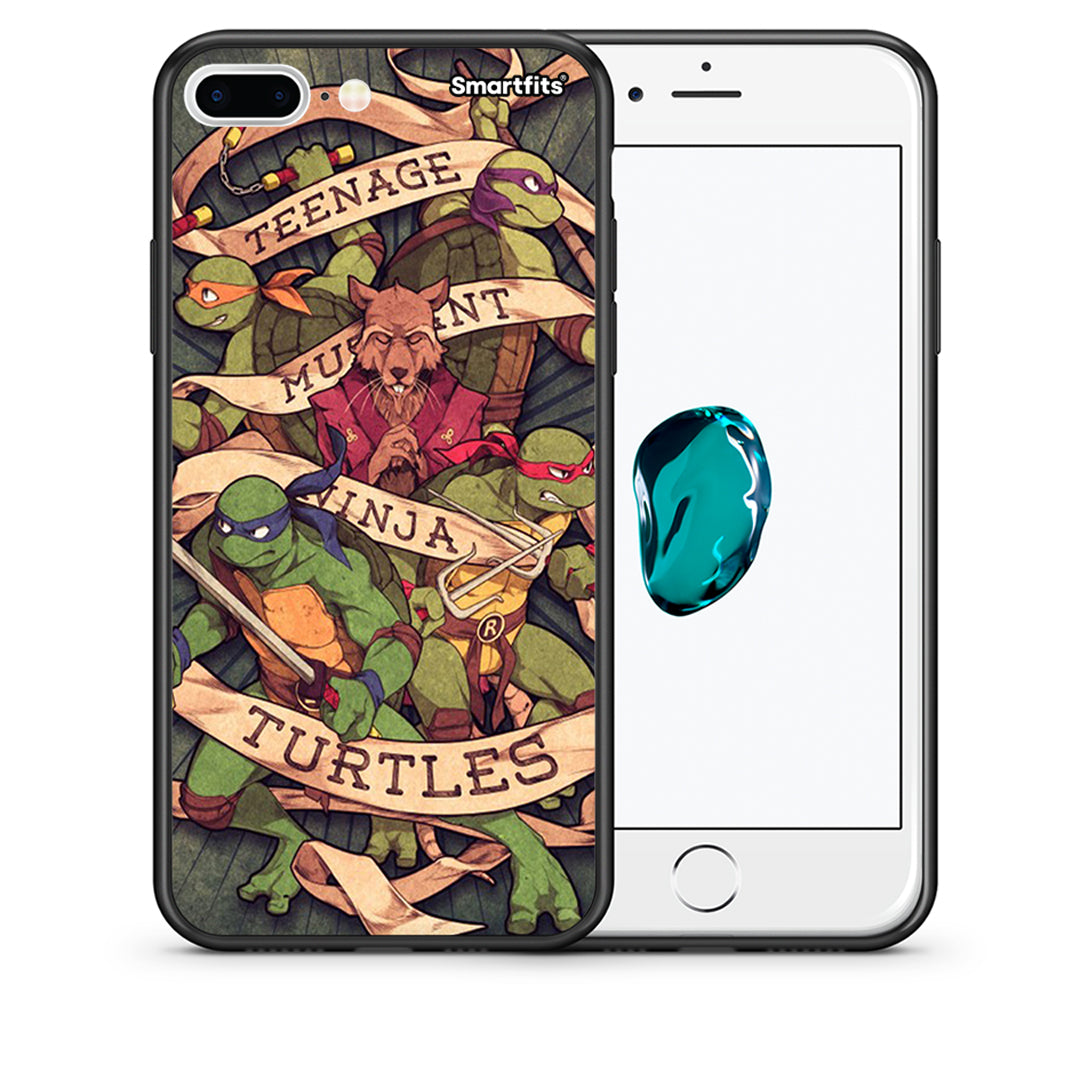 Θήκη iPhone 7 Plus/8 Plus Ninja Turtles από τη Smartfits με σχέδιο στο πίσω μέρος και μαύρο περίβλημα | iPhone 7 Plus/8 Plus Ninja Turtles case with colorful back and black bezels