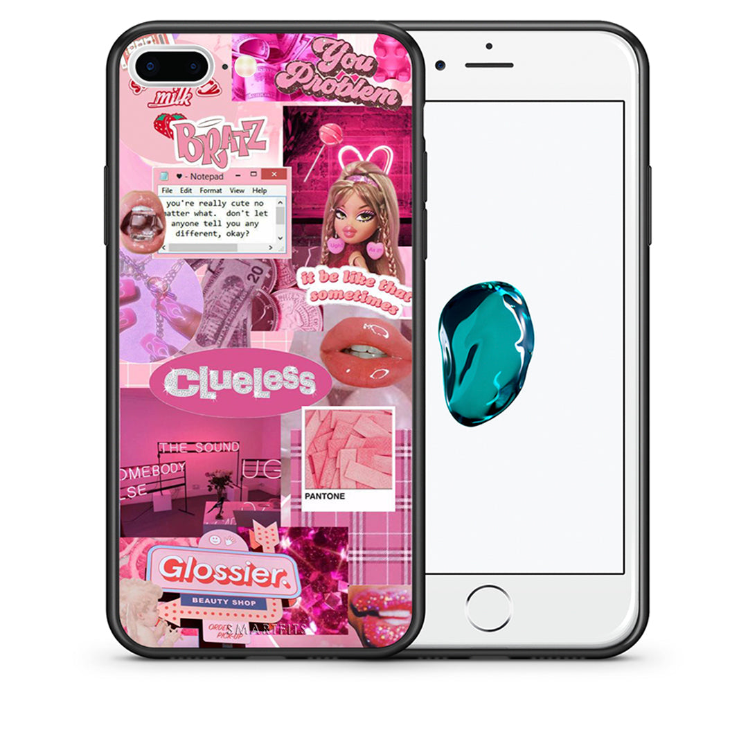 Θήκη Αγίου Βαλεντίνου iPhone 7 Plus / 8 Plus Pink Love από τη Smartfits με σχέδιο στο πίσω μέρος και μαύρο περίβλημα | iPhone 7 Plus / 8 Plus Pink Love case with colorful back and black bezels