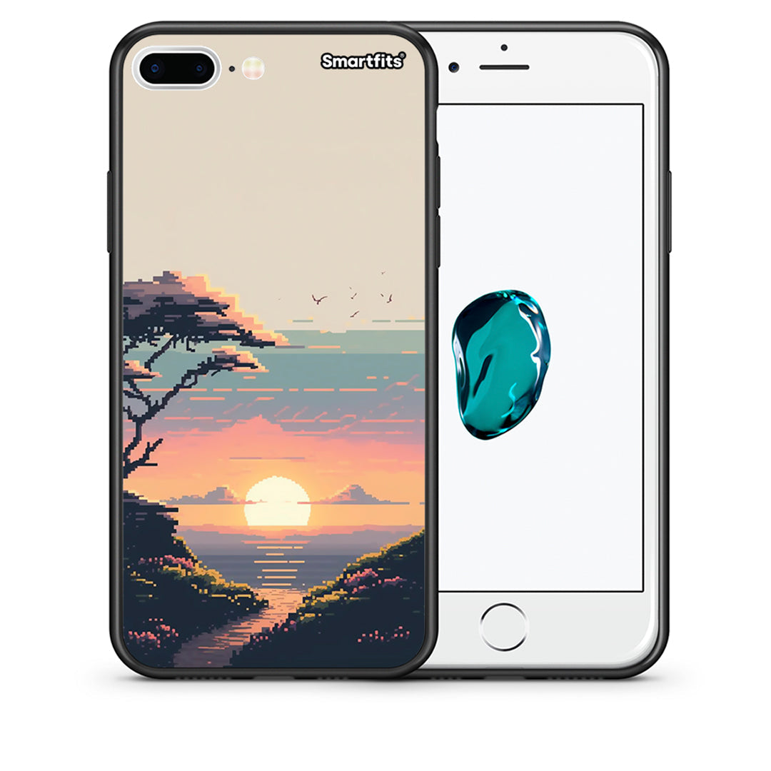 Θήκη iPhone 7 Plus / 8 Plus Pixel Sunset από τη Smartfits με σχέδιο στο πίσω μέρος και μαύρο περίβλημα | iPhone 7 Plus / 8 Plus Pixel Sunset case with colorful back and black bezels