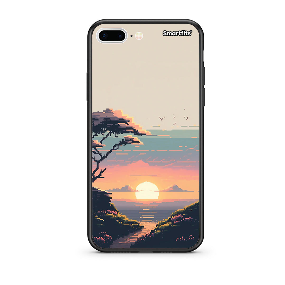 iPhone 7 Plus / 8 Plus Pixel Sunset Θήκη από τη Smartfits με σχέδιο στο πίσω μέρος και μαύρο περίβλημα | Smartphone case with colorful back and black bezels by Smartfits