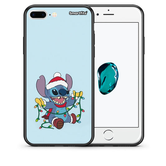 Θήκη iPhone 7 Plus/8 Plus Santa Stich από τη Smartfits με σχέδιο στο πίσω μέρος και μαύρο περίβλημα | iPhone 7 Plus/8 Plus Santa Stich case with colorful back and black bezels
