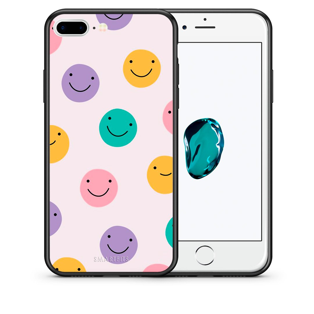 Θήκη iPhone 7 Plus/8 Plus Smiley Faces από τη Smartfits με σχέδιο στο πίσω μέρος και μαύρο περίβλημα | iPhone 7 Plus/8 Plus Smiley Faces case with colorful back and black bezels