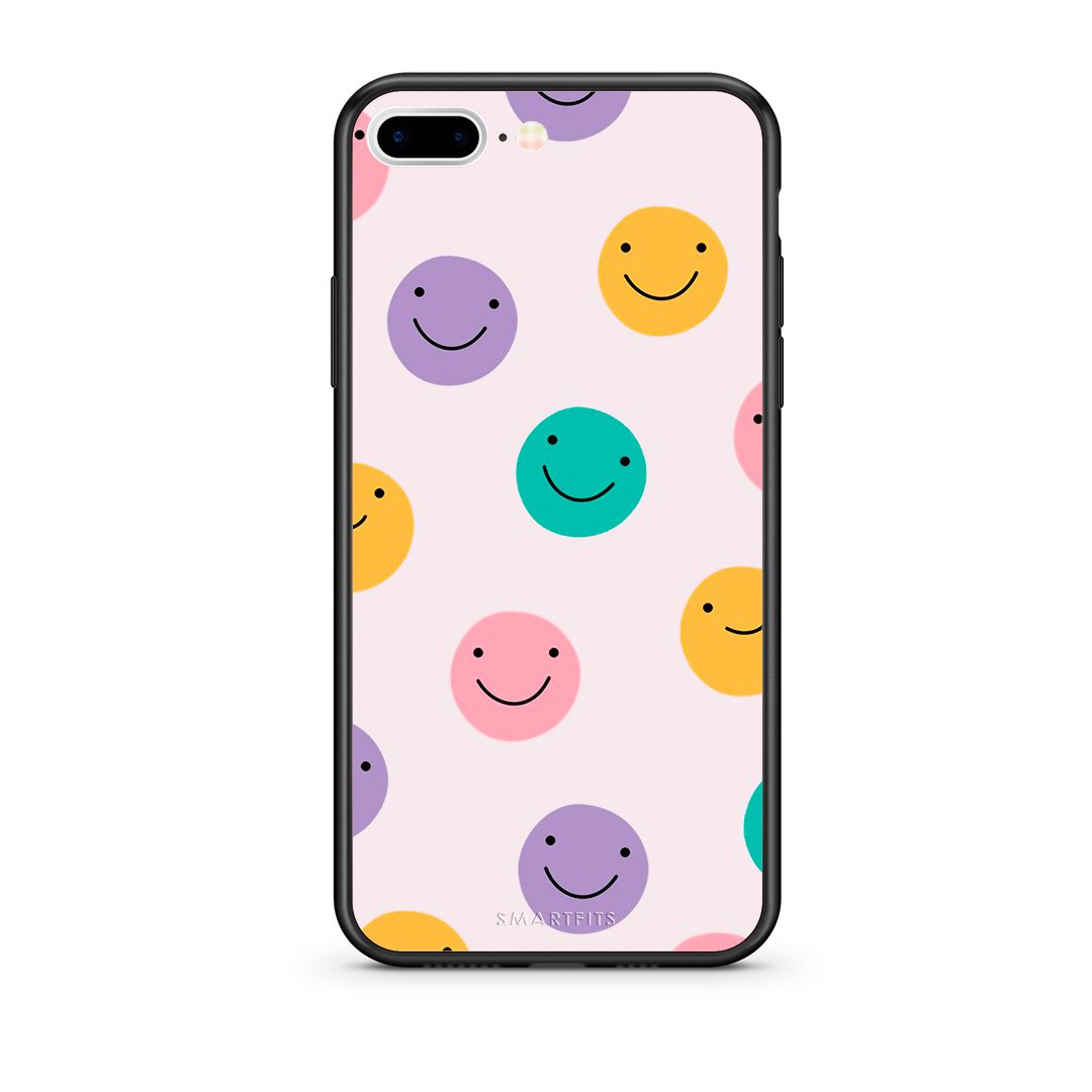 iPhone 7 Plus/8 Plus Smiley Faces θήκη από τη Smartfits με σχέδιο στο πίσω μέρος και μαύρο περίβλημα | Smartphone case with colorful back and black bezels by Smartfits