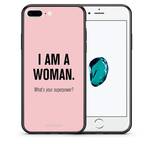 Θήκη iPhone 7 Plus/8 Plus Superpower Woman από τη Smartfits με σχέδιο στο πίσω μέρος και μαύρο περίβλημα | iPhone 7 Plus/8 Plus Superpower Woman case with colorful back and black bezels