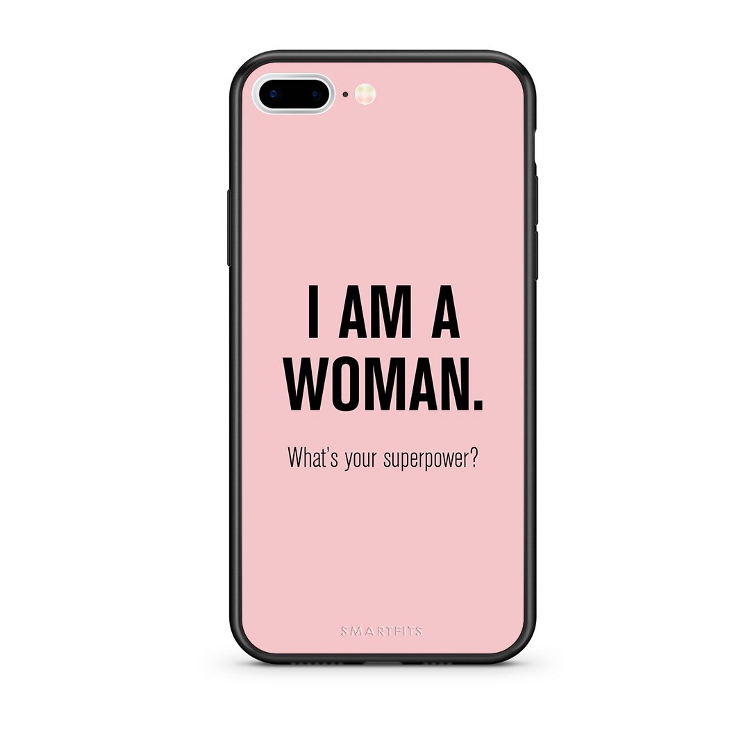 iPhone 7 Plus/8 Plus Superpower Woman θήκη από τη Smartfits με σχέδιο στο πίσω μέρος και μαύρο περίβλημα | Smartphone case with colorful back and black bezels by Smartfits