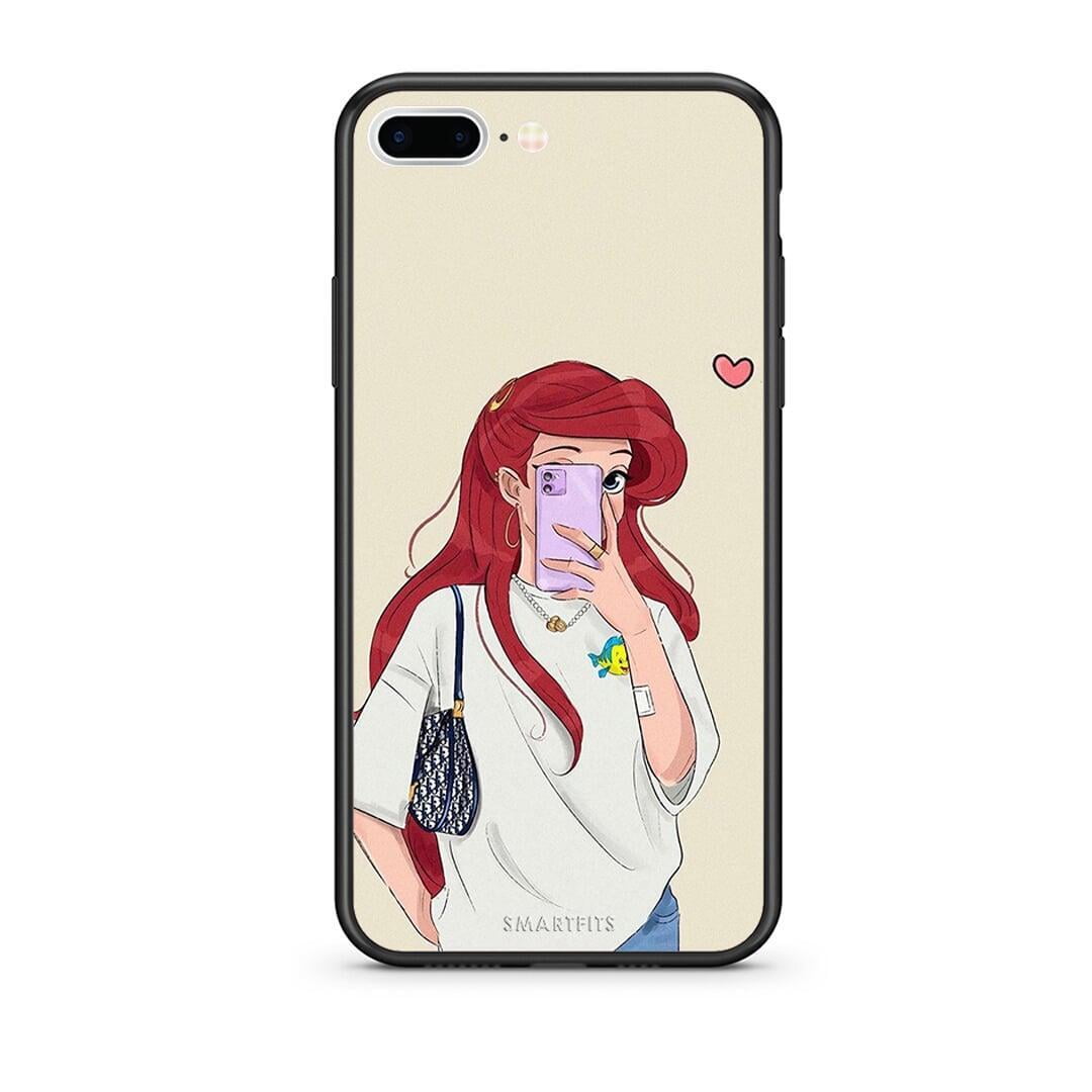 iPhone 7 Plus / 8 Plus Walking Mermaid Θήκη από τη Smartfits με σχέδιο στο πίσω μέρος και μαύρο περίβλημα | Smartphone case with colorful back and black bezels by Smartfits