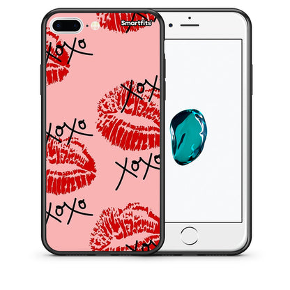 Θήκη iPhone 7 Plus/8 Plus XOXO Lips από τη Smartfits με σχέδιο στο πίσω μέρος και μαύρο περίβλημα | iPhone 7 Plus/8 Plus XOXO Lips case with colorful back and black bezels