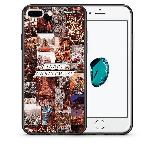 Θήκη iPhone 7 Plus/8 Plus Xmas Collage από τη Smartfits με σχέδιο στο πίσω μέρος και μαύρο περίβλημα | iPhone 7 Plus/8 Plus Xmas Collage case with colorful back and black bezels