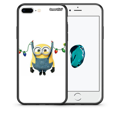 Θήκη iPhone 7 Plus/8 Plus Xmas Minion Lights από τη Smartfits με σχέδιο στο πίσω μέρος και μαύρο περίβλημα | iPhone 7 Plus/8 Plus Xmas Minion Lights case with colorful back and black bezels