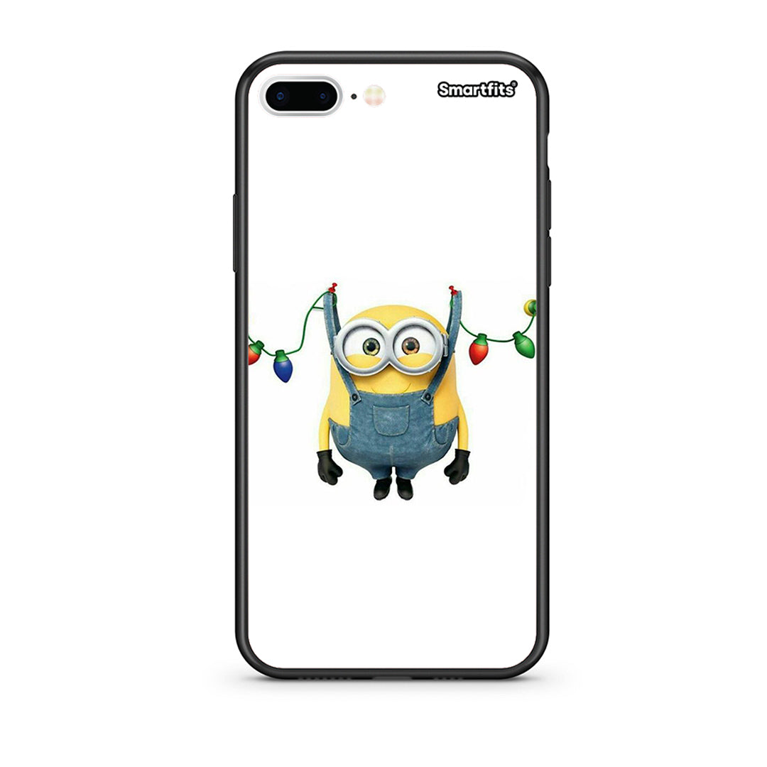iPhone 7 Plus/8 Plus Xmas Minion Lights θήκη από τη Smartfits με σχέδιο στο πίσω μέρος και μαύρο περίβλημα | Smartphone case with colorful back and black bezels by Smartfits