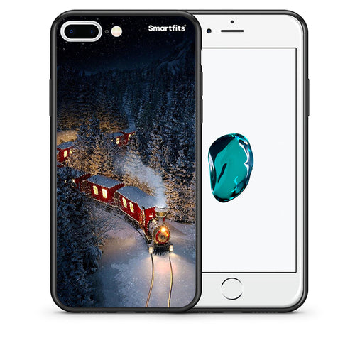 Θήκη iPhone 7 Plus/8 Plus Xmas Train από τη Smartfits με σχέδιο στο πίσω μέρος και μαύρο περίβλημα | iPhone 7 Plus/8 Plus Xmas Train case with colorful back and black bezels