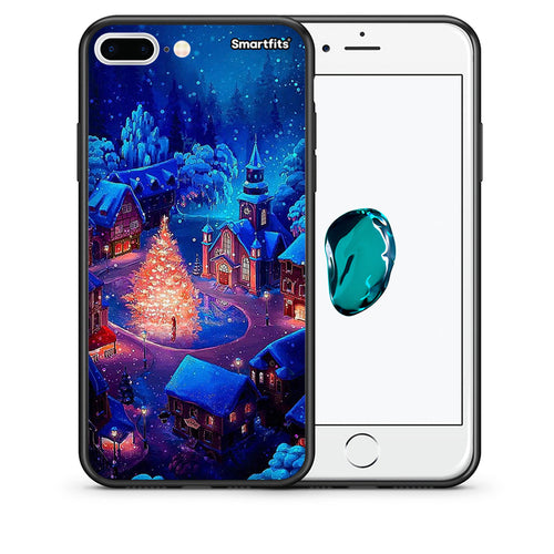 Θήκη iPhone 7 Plus/8 Plus Xmas Village από τη Smartfits με σχέδιο στο πίσω μέρος και μαύρο περίβλημα | iPhone 7 Plus/8 Plus Xmas Village case with colorful back and black bezels