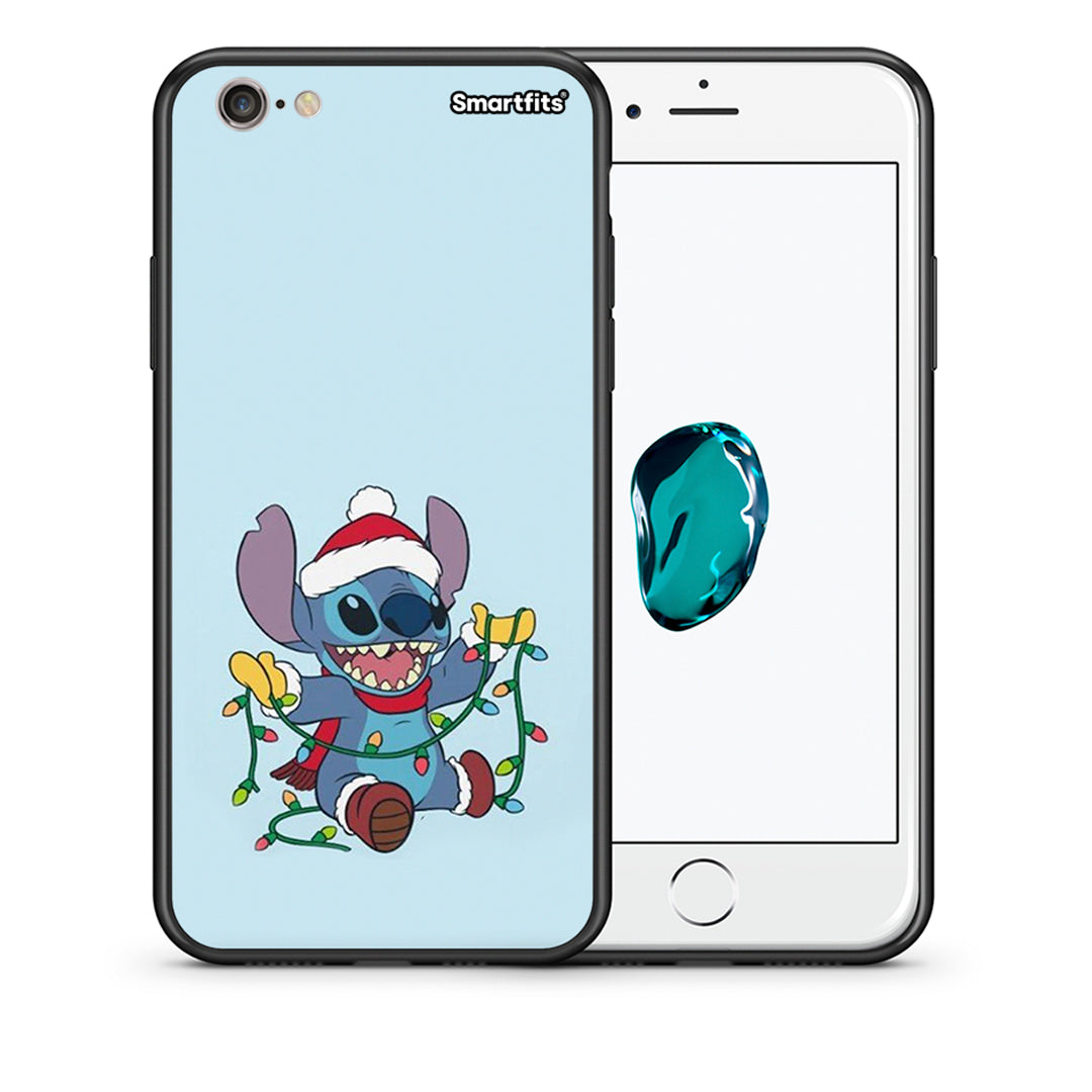 Θήκη iPhone 6 Plus/6s Plus Santa Stich από τη Smartfits με σχέδιο στο πίσω μέρος και μαύρο περίβλημα | iPhone 6 Plus/6s Plus Santa Stich case with colorful back and black bezels