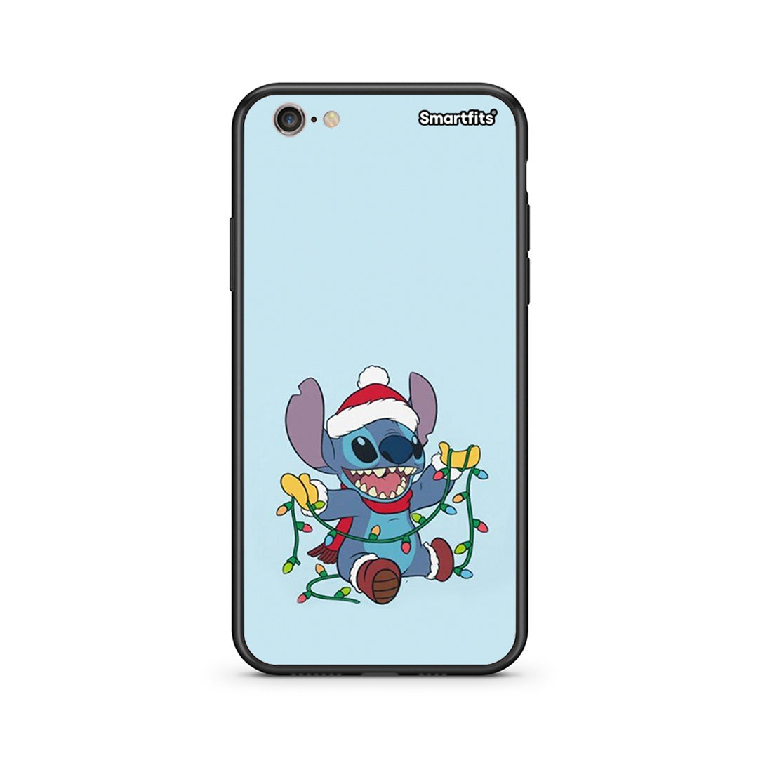 iphone 6 6s Santa Stich θήκη από τη Smartfits με σχέδιο στο πίσω μέρος και μαύρο περίβλημα | Smartphone case with colorful back and black bezels by Smartfits